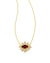 Grayson Sunburst Frame Pendant Necklace Gold Red Glass