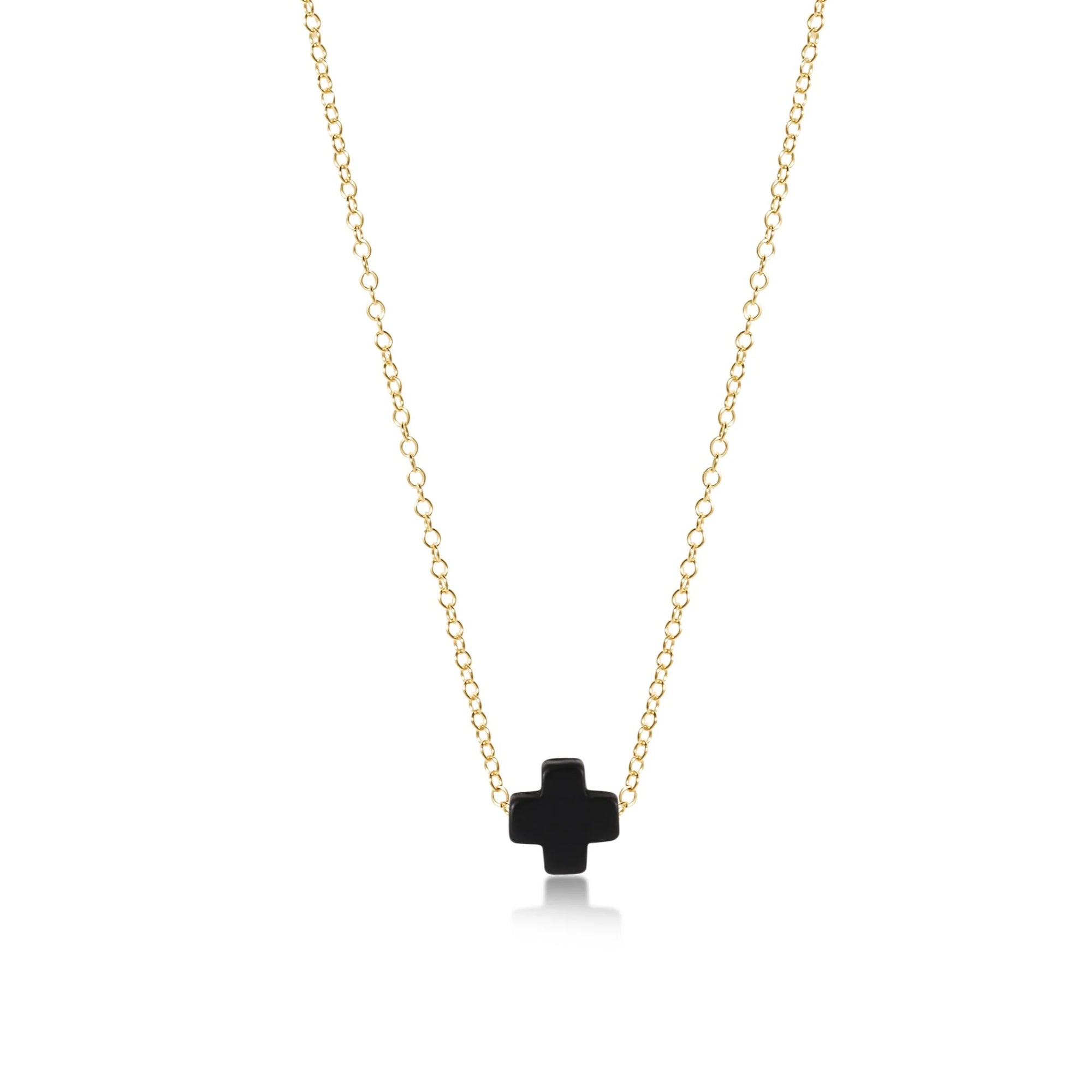 16" Gold Necklace - Onyx Signature Cross