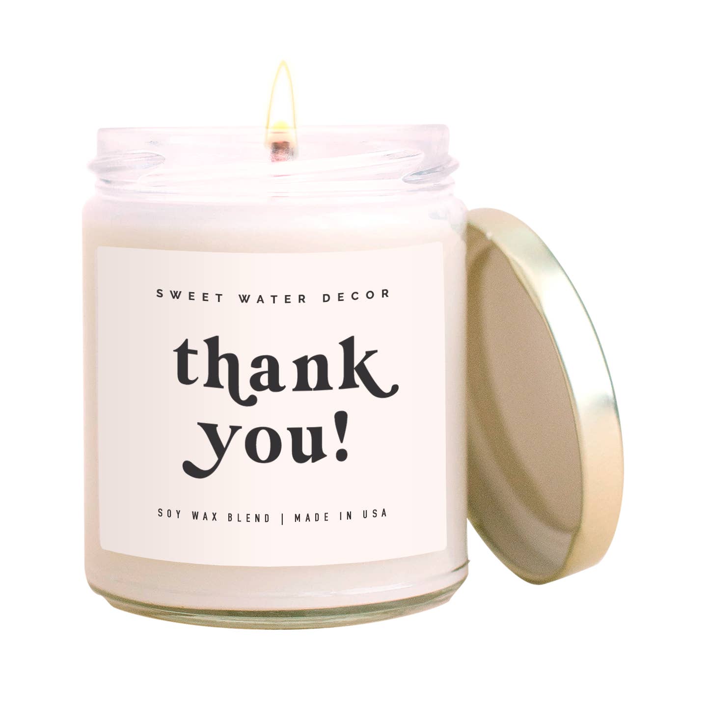 Thank You! Soy Candle - Clear Jar - Ecru, Neutral - 9 oz