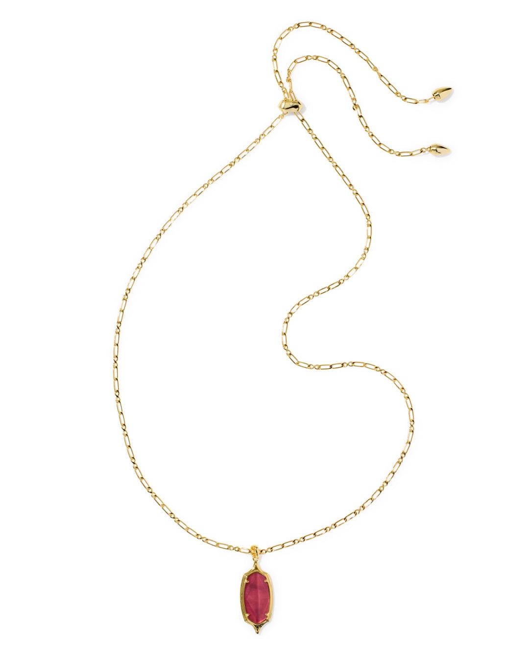 Dani Stepped Frame Gold Long Pendant Necklace Dark Pink Illusion