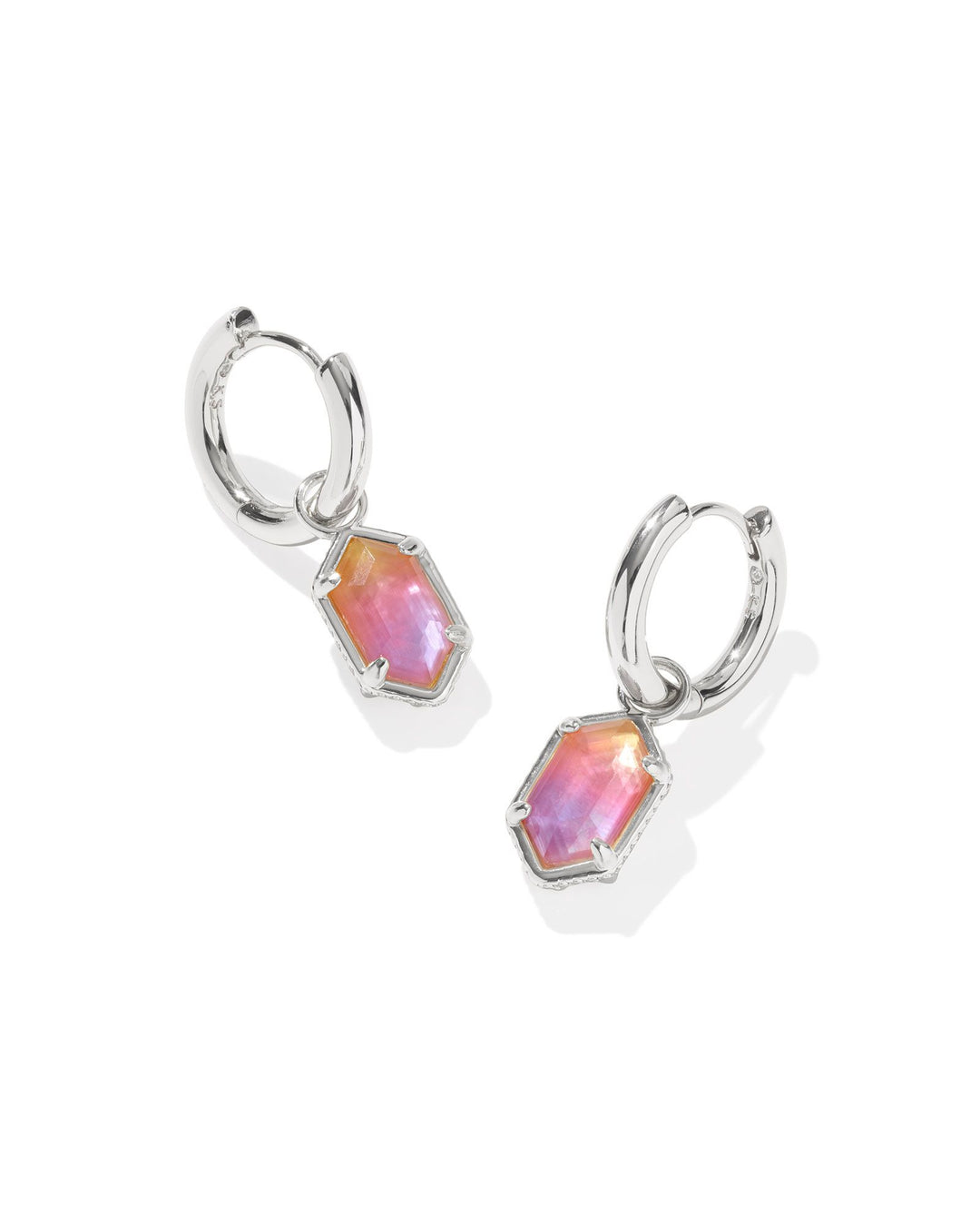 Hallie Silver Huggie Earrings Sunrise Watercolor Illusion