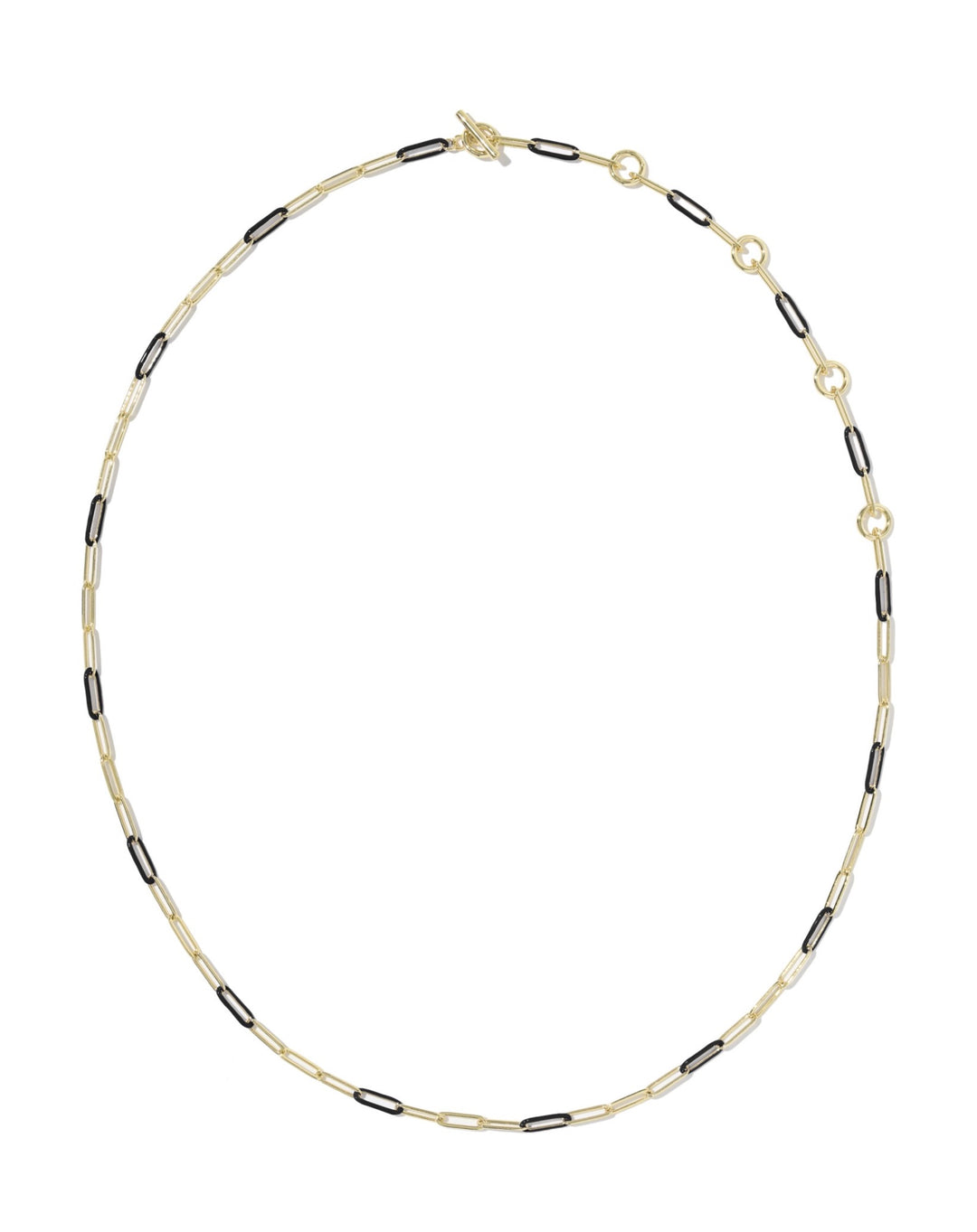 Courtney Gold Enamel Link and Chain Necklace Black Enamel