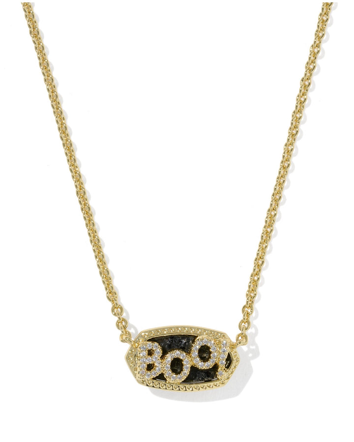 Elisa Gold Boo Short Pendant Necklace Black Granite