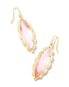 Genevieve Gold Drop Earrings in Luster Pink Cat&#39;s Eye