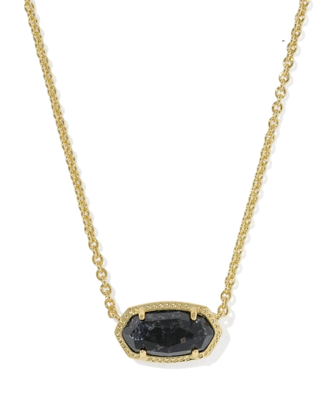 Elisa Gold Boo Short Pendant Necklace Black Granite