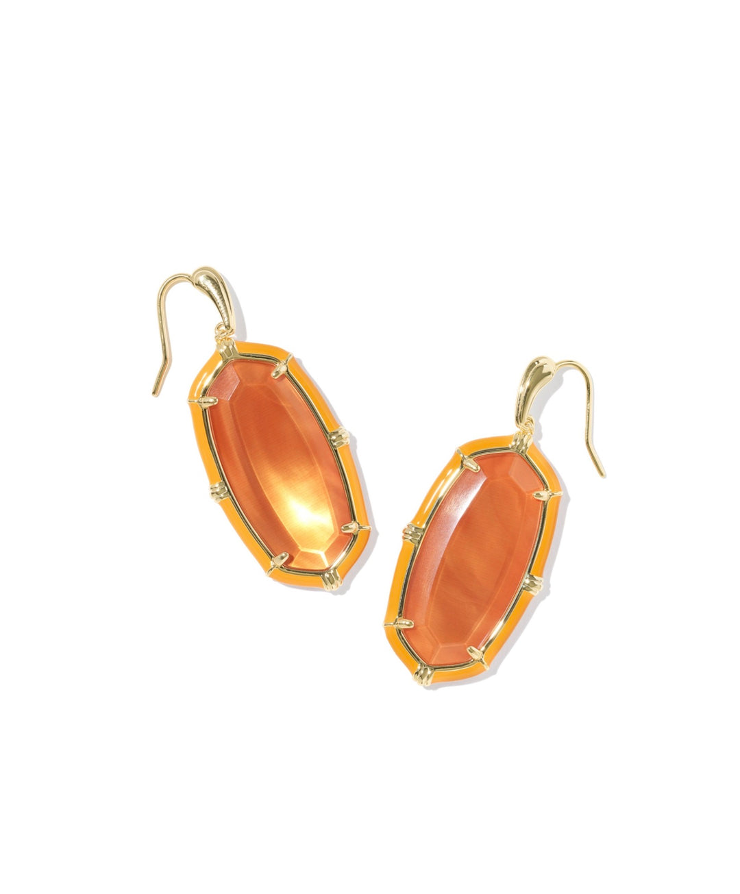 Elle Gold Enamel Drop Earrings Papaya Mother Of Pearl