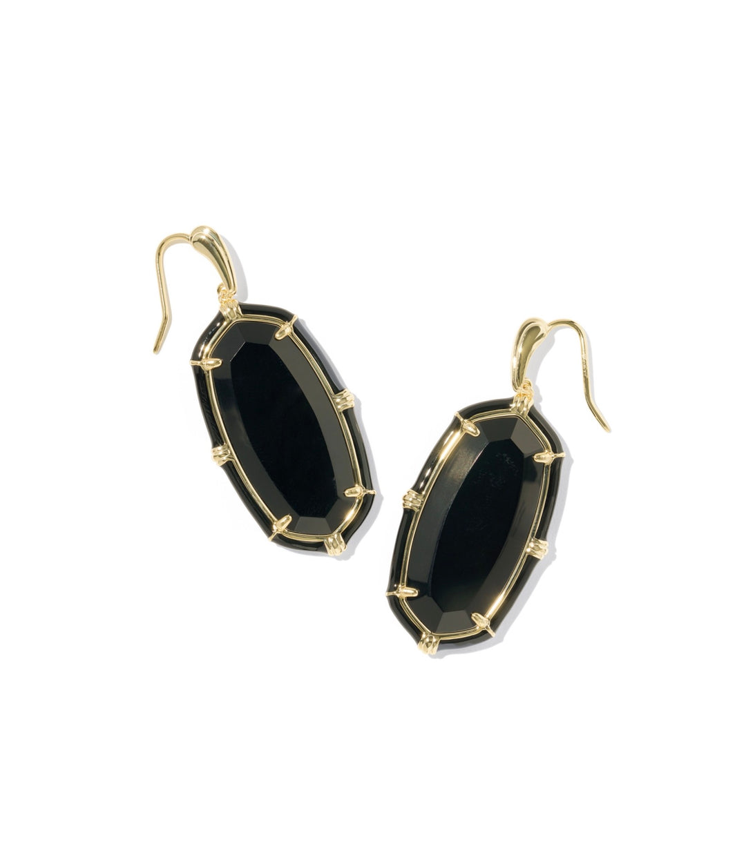 Elle Gold Enamel Drop Earrings Black Agate