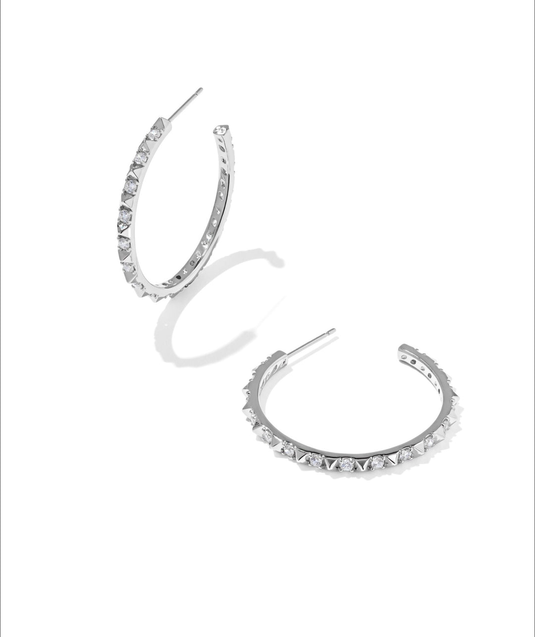 Fate Silver Hoop Earrings Silver White