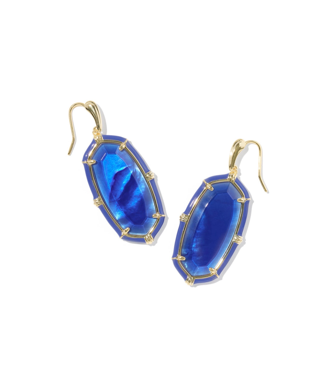 Elle Gold Enamel Drop Earrings Cobalt Illusion