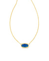 Elisa Gold Pendant Necklace in Cobalt Blue Kyocera Opal