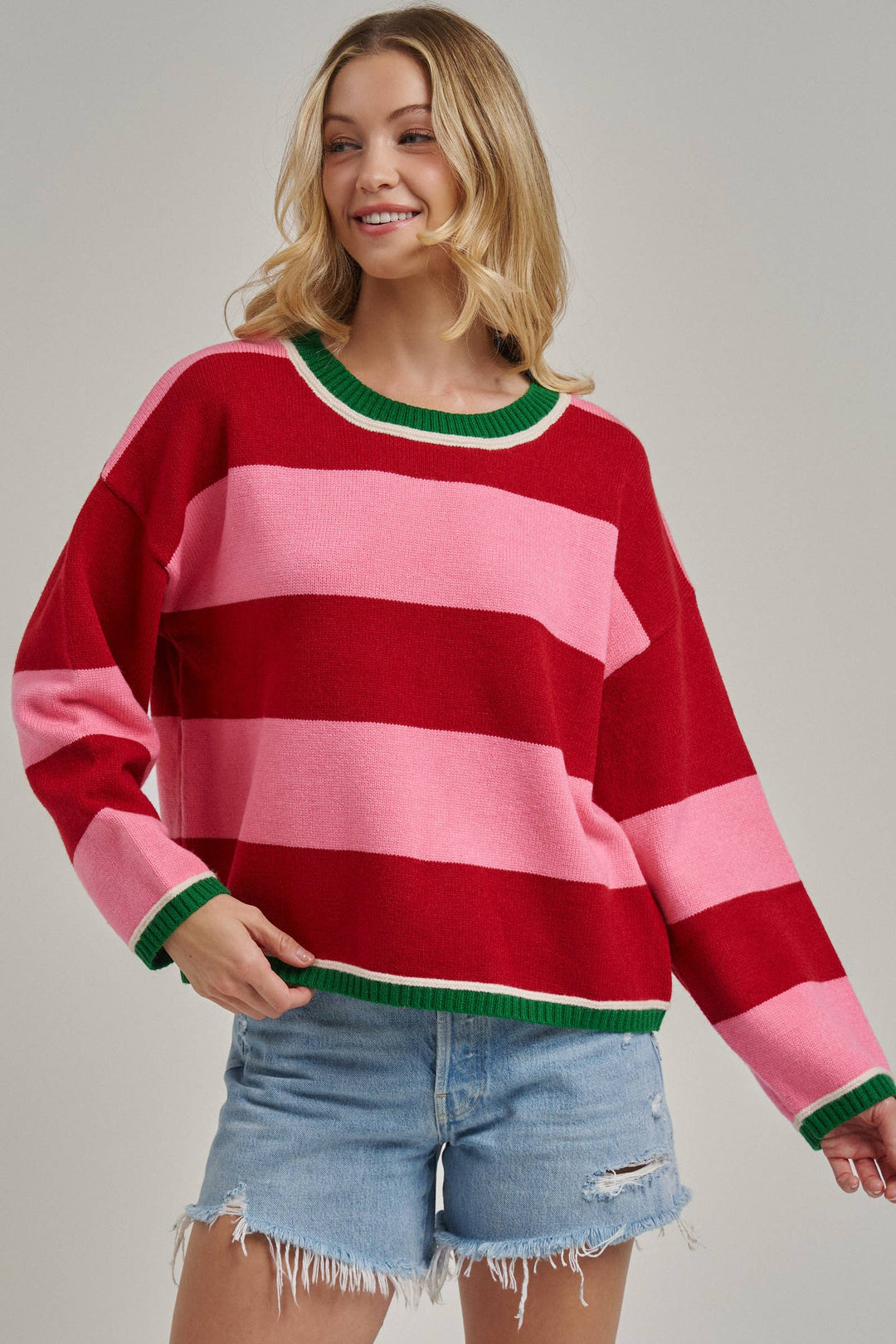 Pink and Red Cozy Sweater