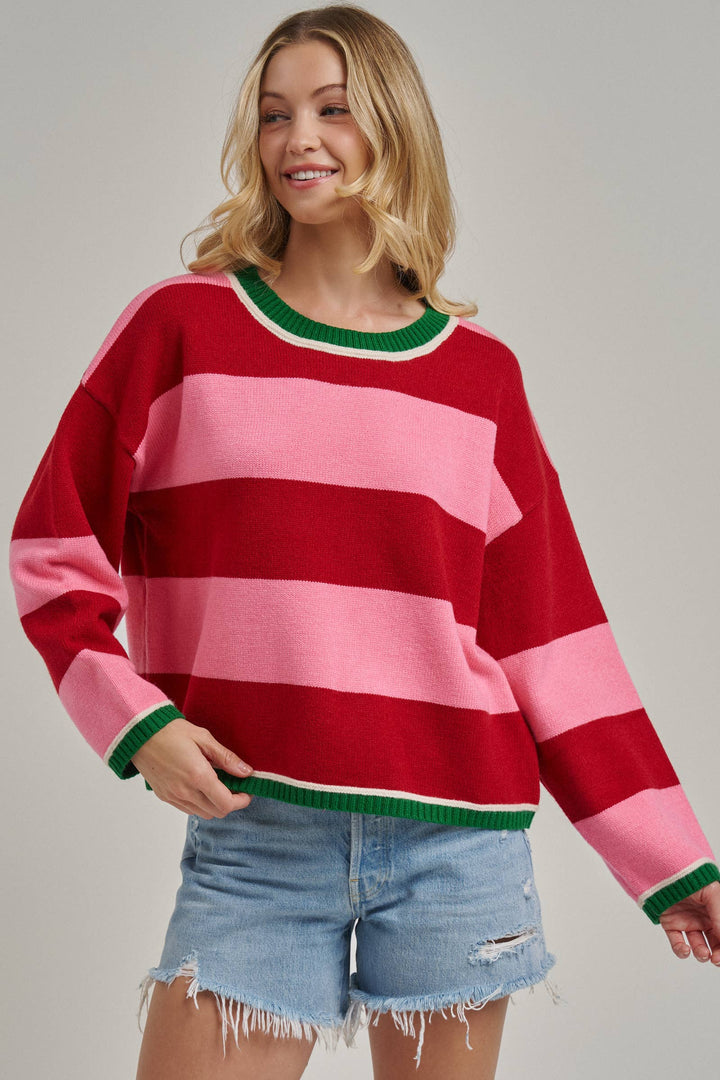 Pink and Red Cozy Sweater