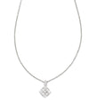 Dira Stone Crystal Short Pendant Necklace Silver White Crystal