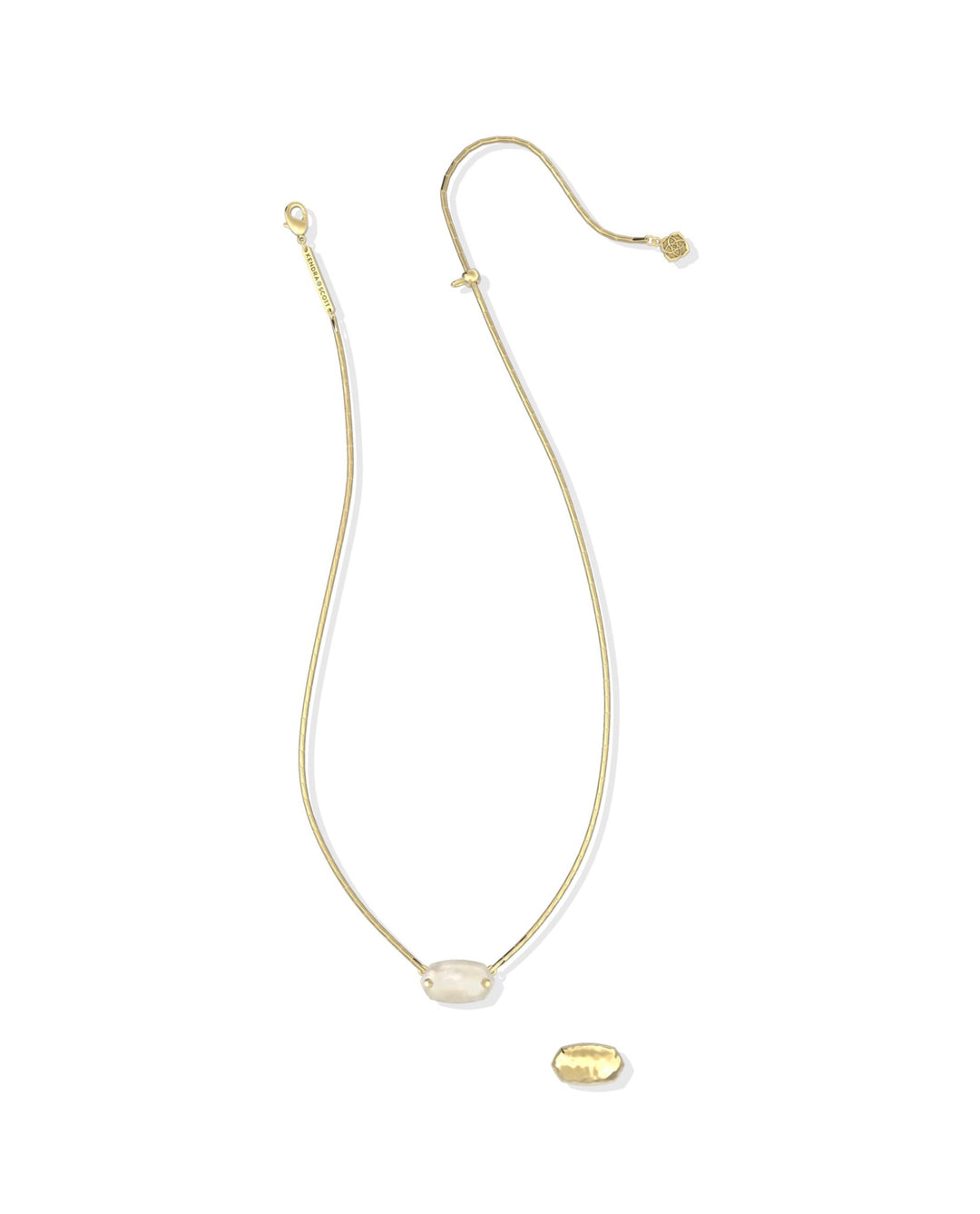 Elisa Riveted Gold Short Pendant Necklace Ivory Mother Of Pearl