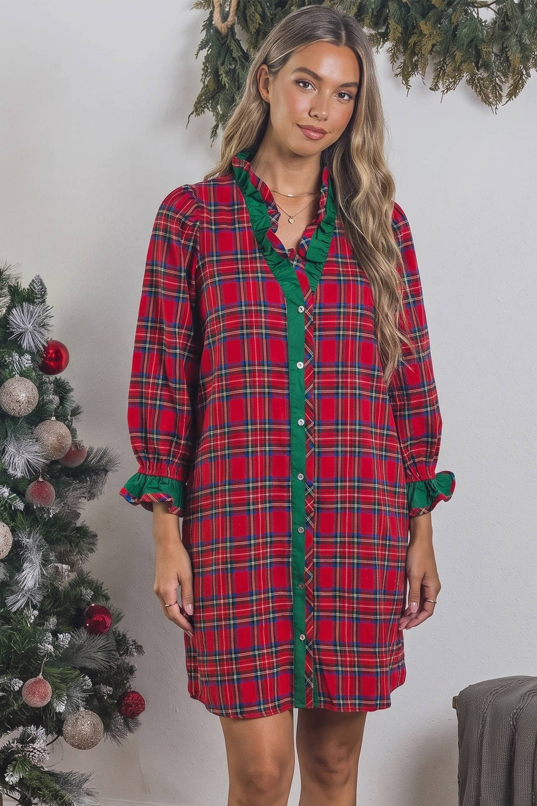 Plaid Ruffle Dress