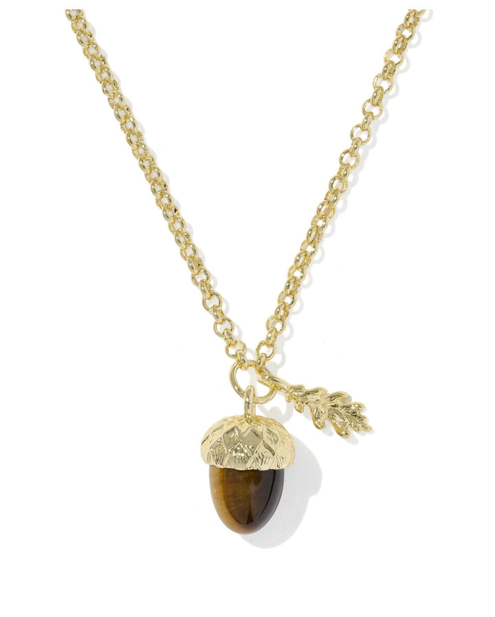 Acorn Gold Short Pendant Necklace