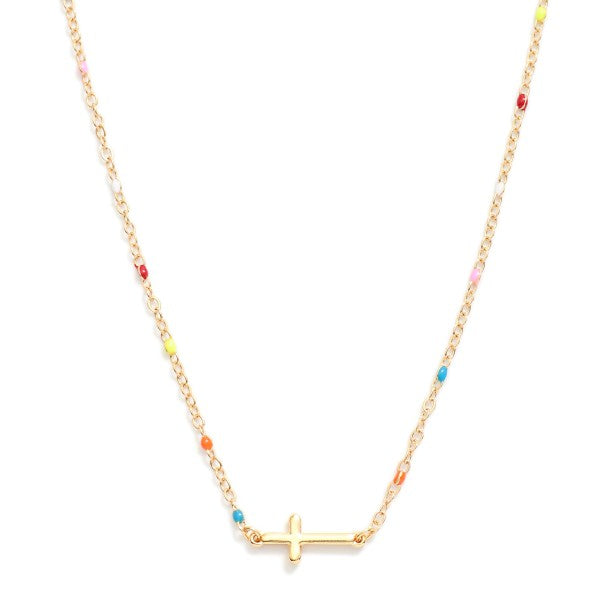 Multi Colored Cross Necklace