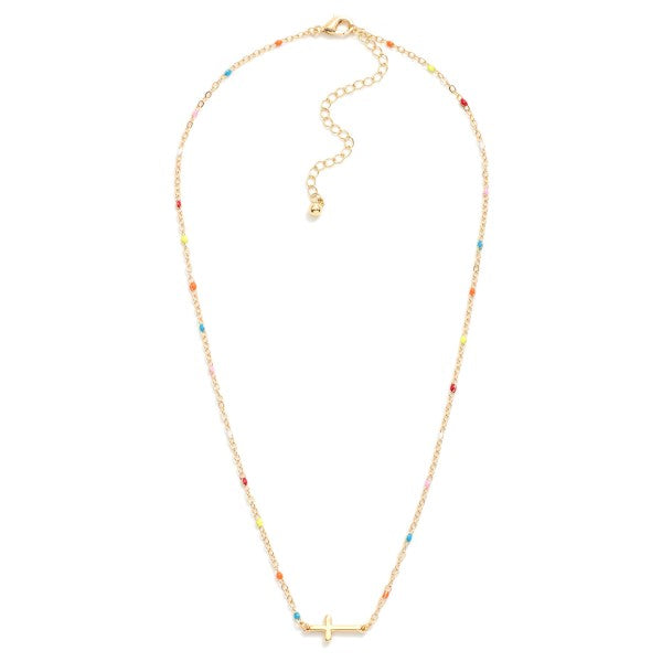 Multi Colored Cross Necklace
