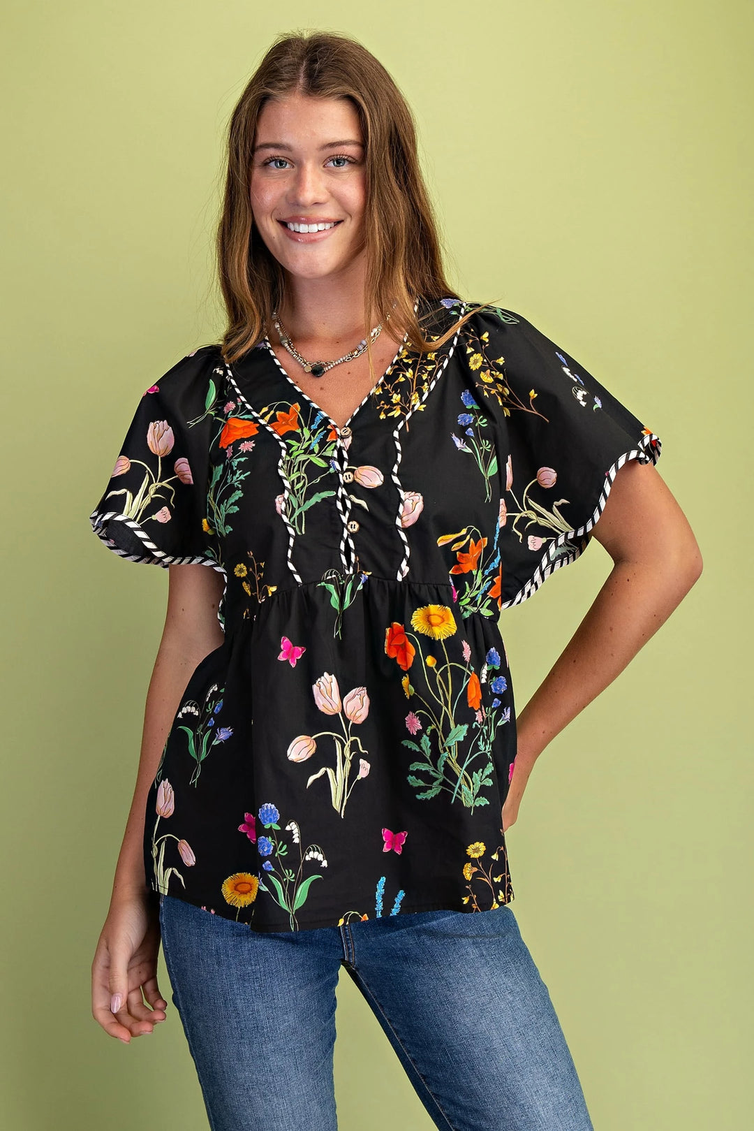 Black Floral Top