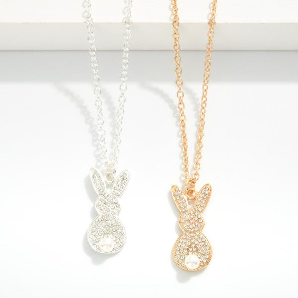Rhinestone Rabbit Pendant
