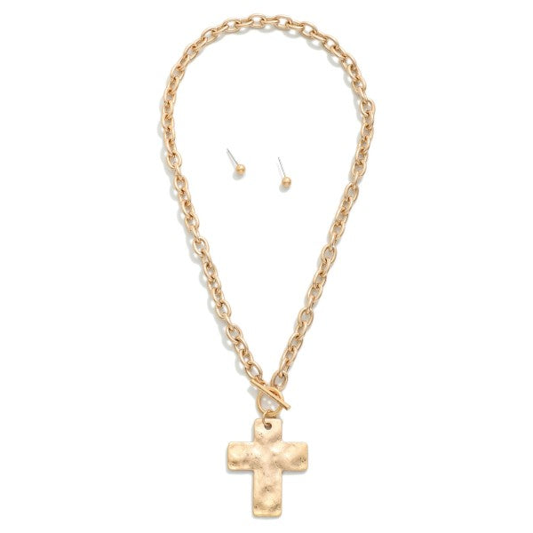 Hammered Cross Necklace