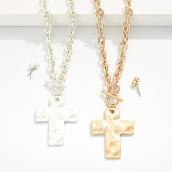 Hammered Cross Necklace