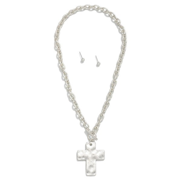 Hammered Cross Necklace