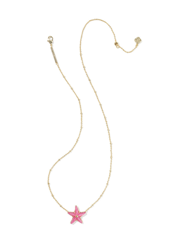 Parker Starfish Gold Bright Pink Mother Of Pearl Short Pendant Necklace