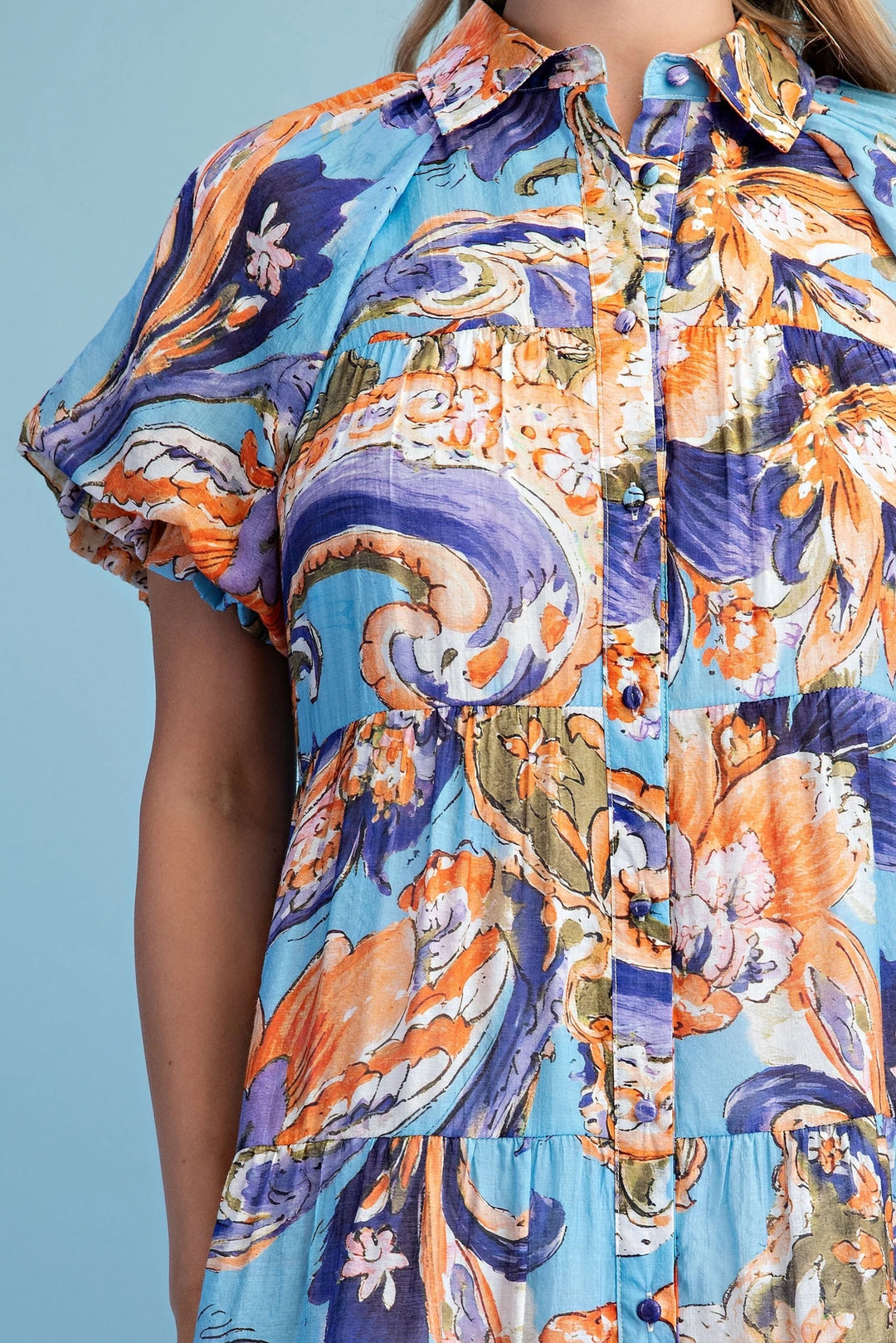 Blue Floral Mix Long Dress