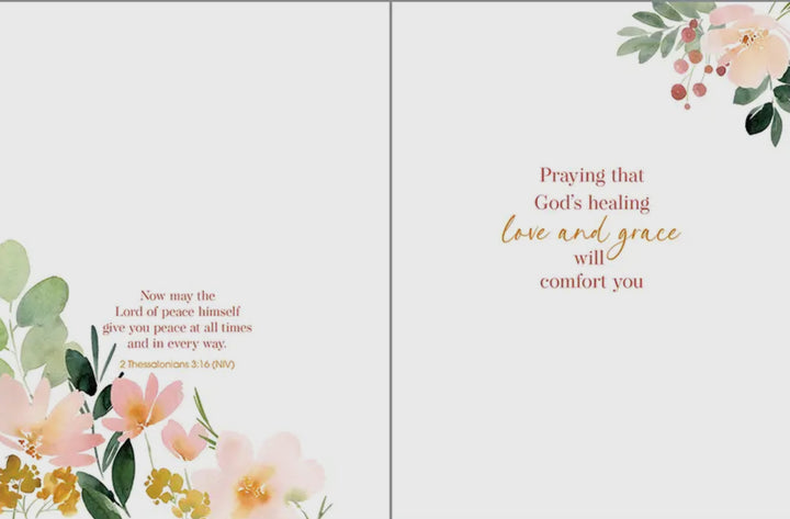 With Scripture Sympathy Greeting Card- Coral Blossoms