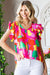 Multicolor Abstract Print V Neck Top