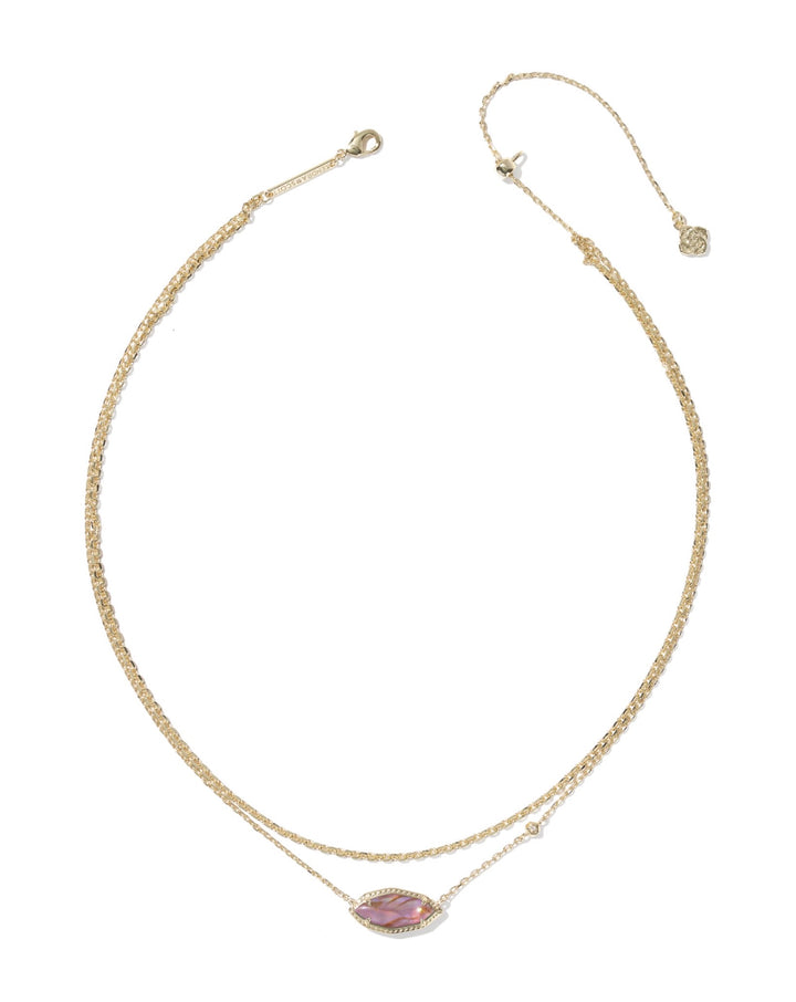 Ophelia Gold Light Mauve Illusion Multi Strand Necklace