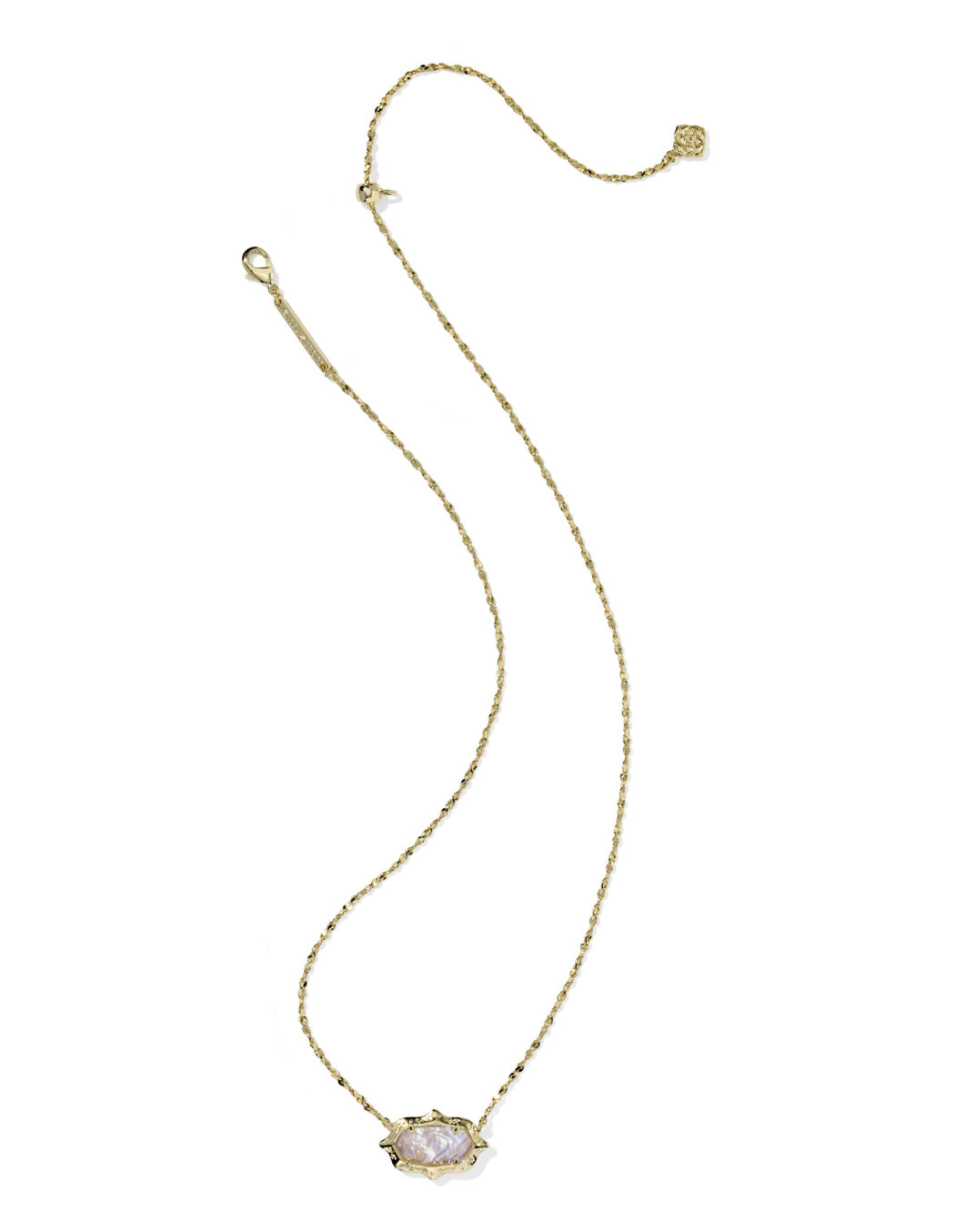 Kendra Scott- Elisa Scallop Frame Short Pendant Necklace Gold Light Pink Iridescent Abalone