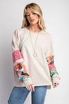 Mixed Print Terry Pullover