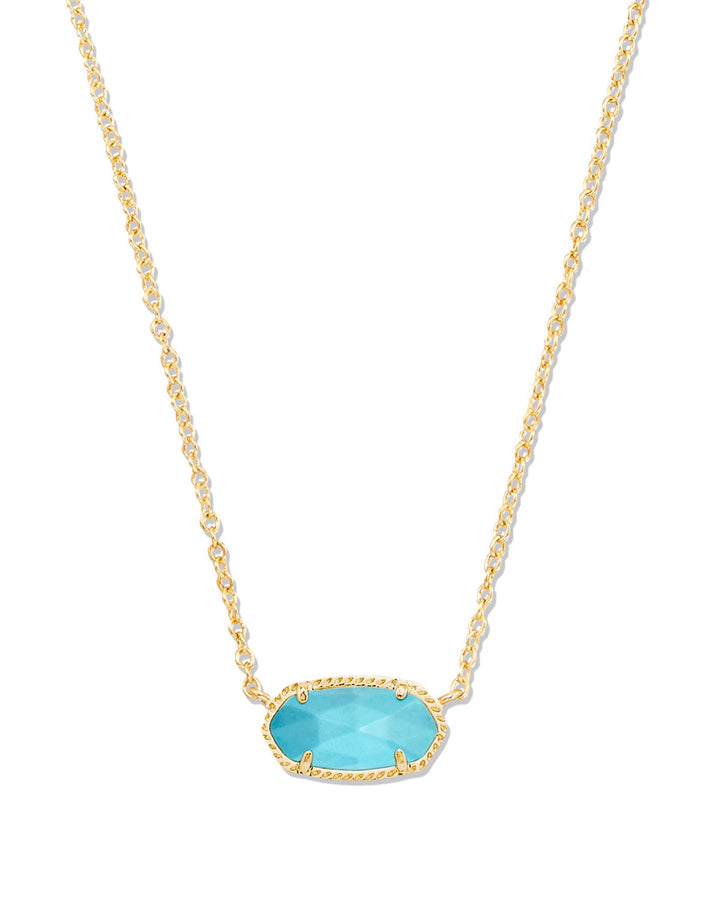 Elisa Turquoise Magnesite Short Pendant Necklace Gold