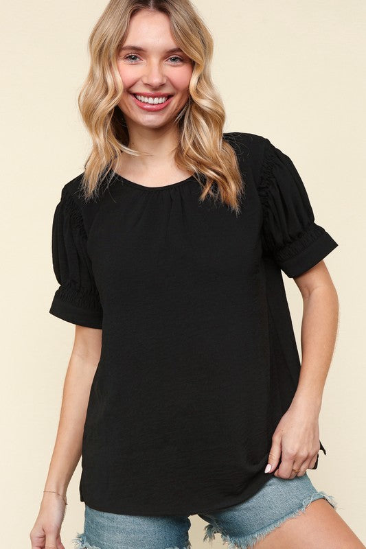 Black Bubble Sleeve Top - Cobblestone - Atlanta, TX