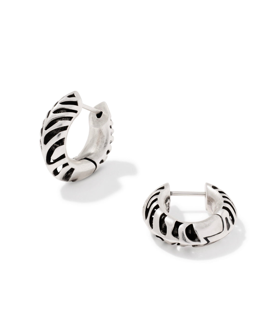 Tiger Striped Mikki Vintage Silver Huggie Earrings