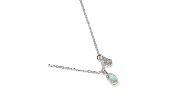 Mini Elisa Dira Necklace Silver Green Lap Grown Opal