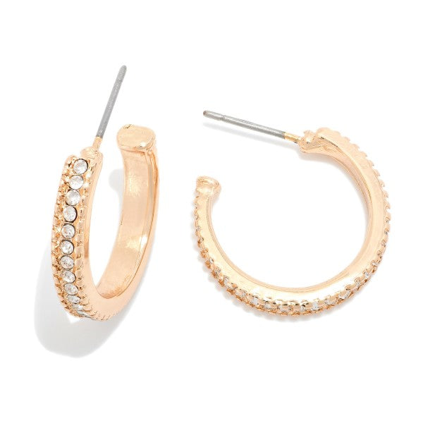 Rhinestone Studded Hoop Earrings