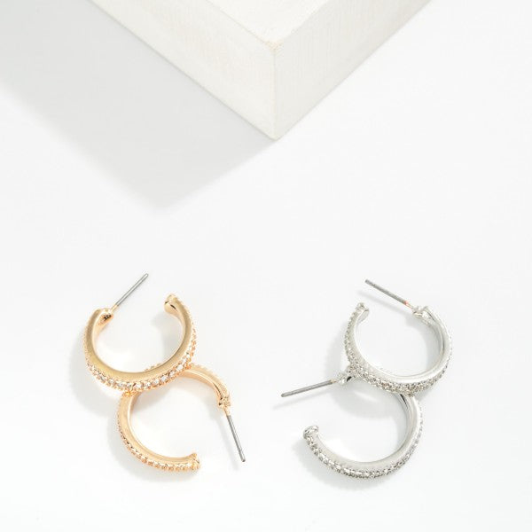 Rhinestone Studded Hoop Earrings