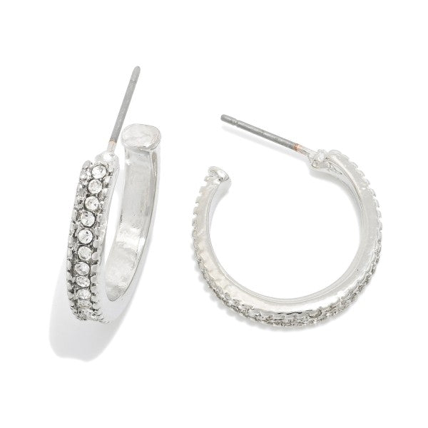 Rhinestone Studded Hoop Earrings