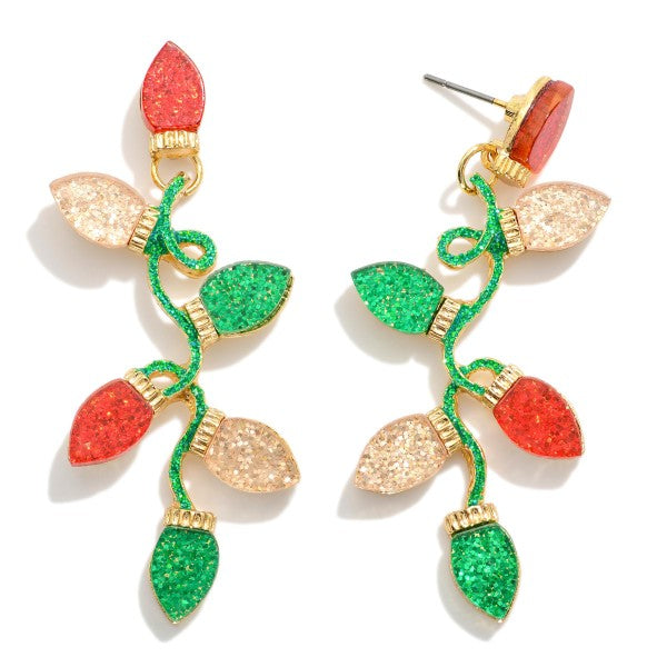 Rhinestone Christmas Lights Drop Earrings