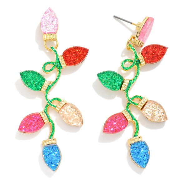 Rhinestone Christmas Lights Drop Earrings