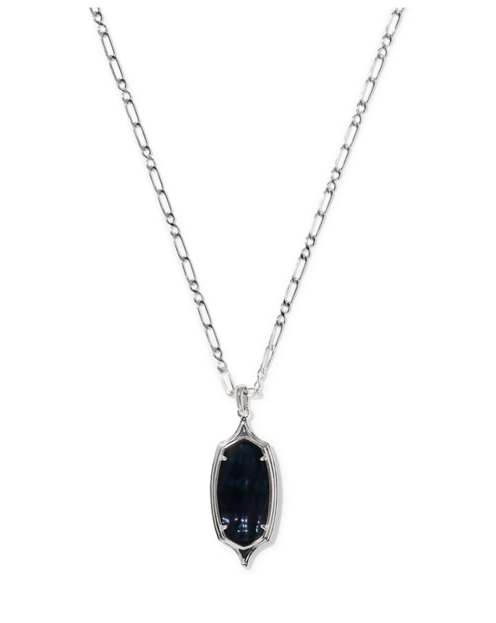 Dani Stepped Frame Silver Necklace Indigo Illusion