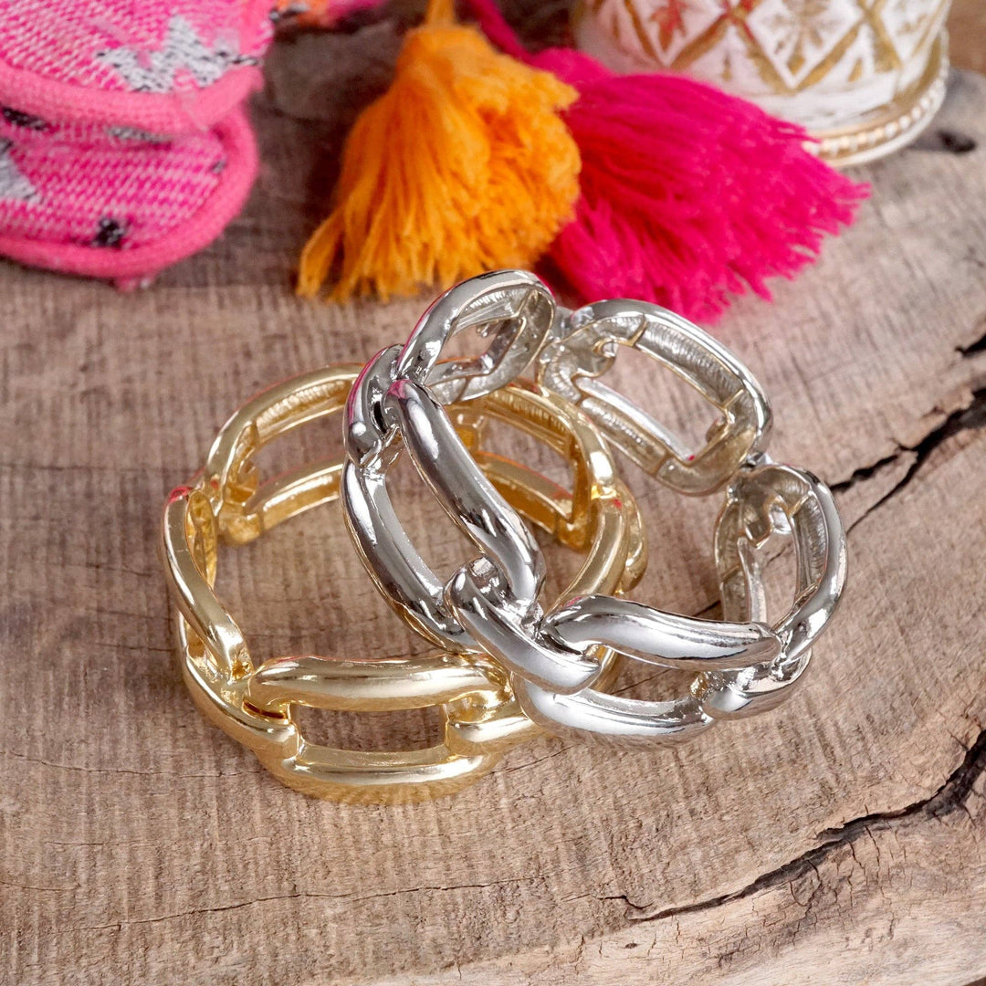 Chunky Chain Statement Stretchy Bangle Bracelet in gold