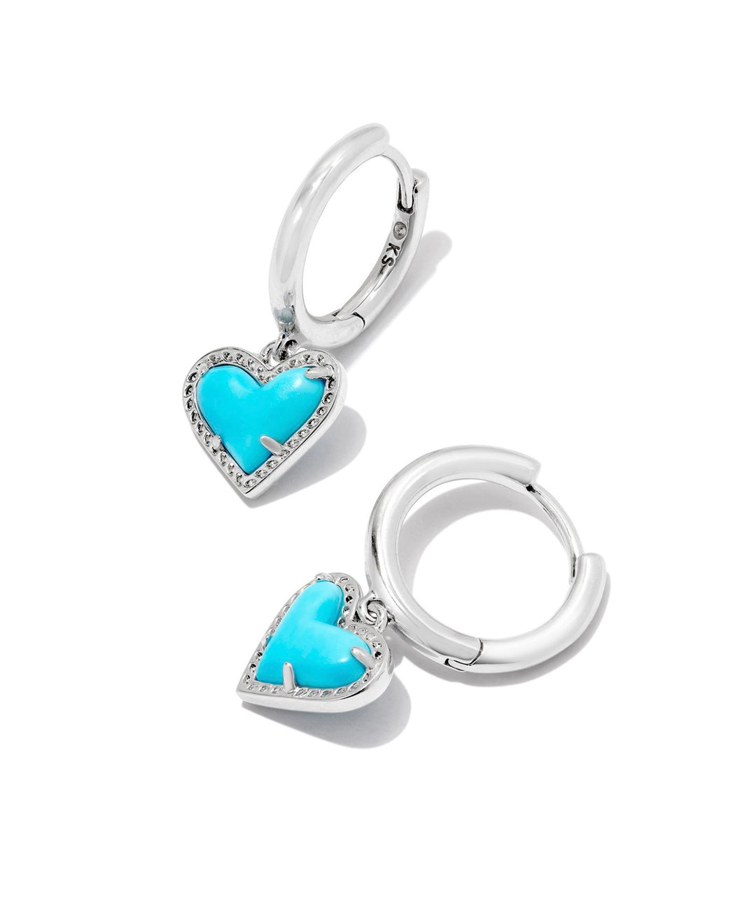 Ari Heart Huggie Silver Turquoise Magnesite Earrings