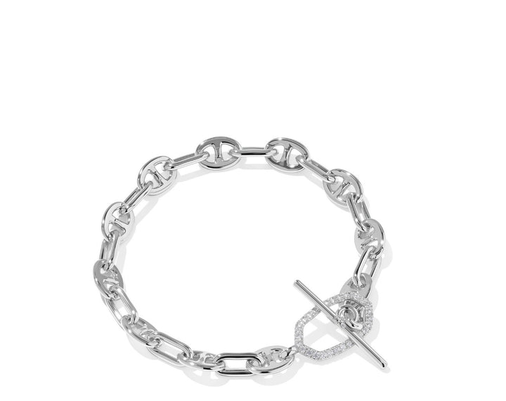 Kendra Scott- Elaina Toggle Link And Chain Bracelet Silver White.