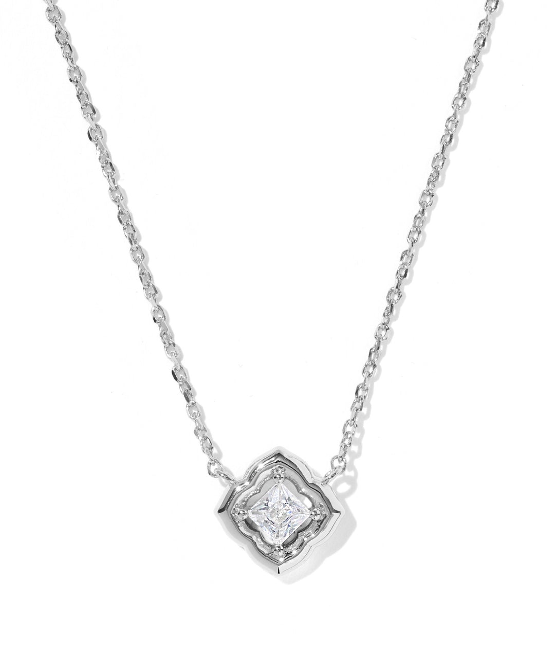 Mallory Crystal Silver Short Pendant Necklace