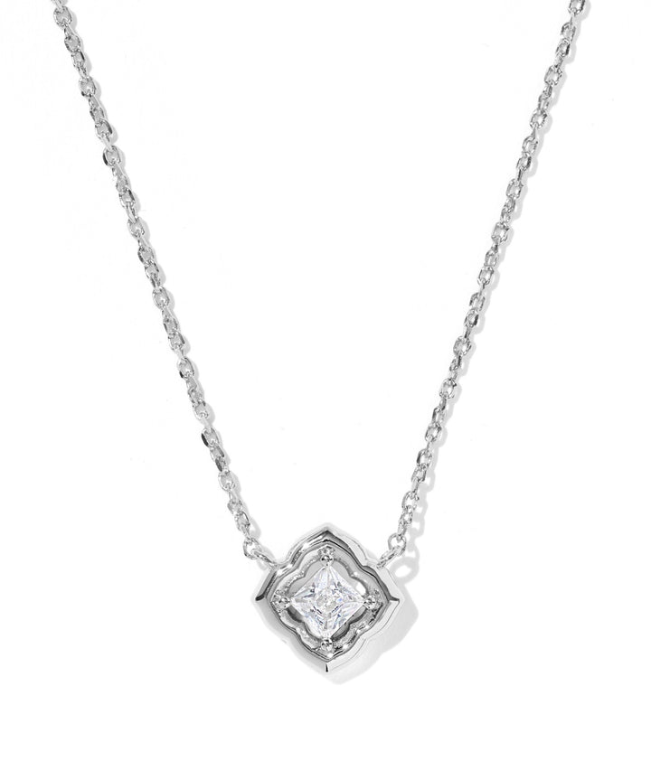 Mallory Crystal Silver Short Pendant Necklace