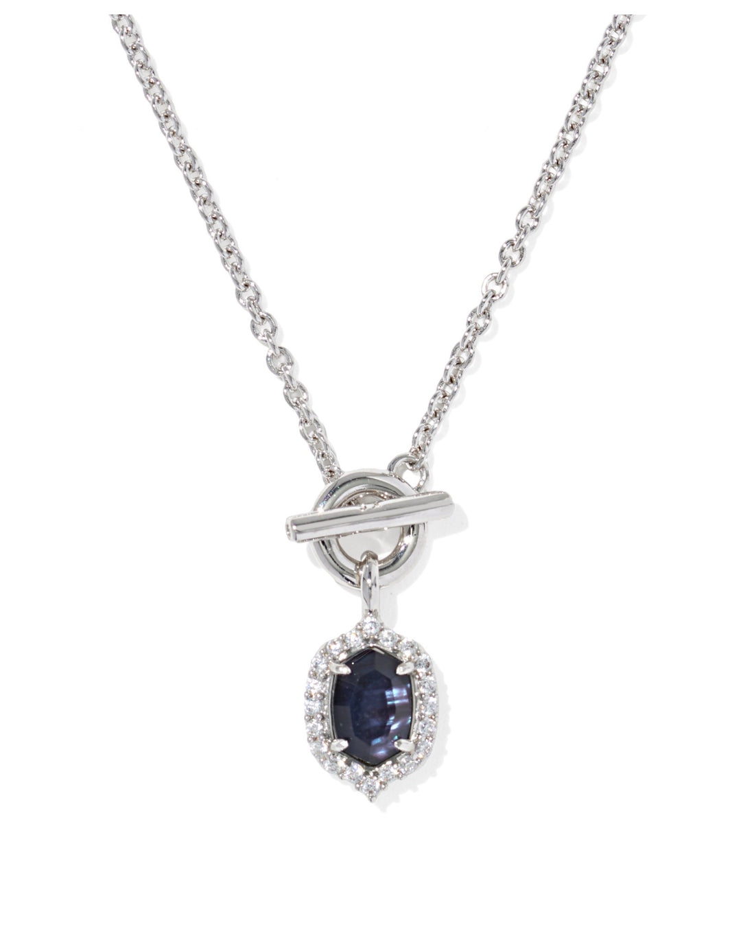 Daphne Crystal Frame Silver Toggle Necklace